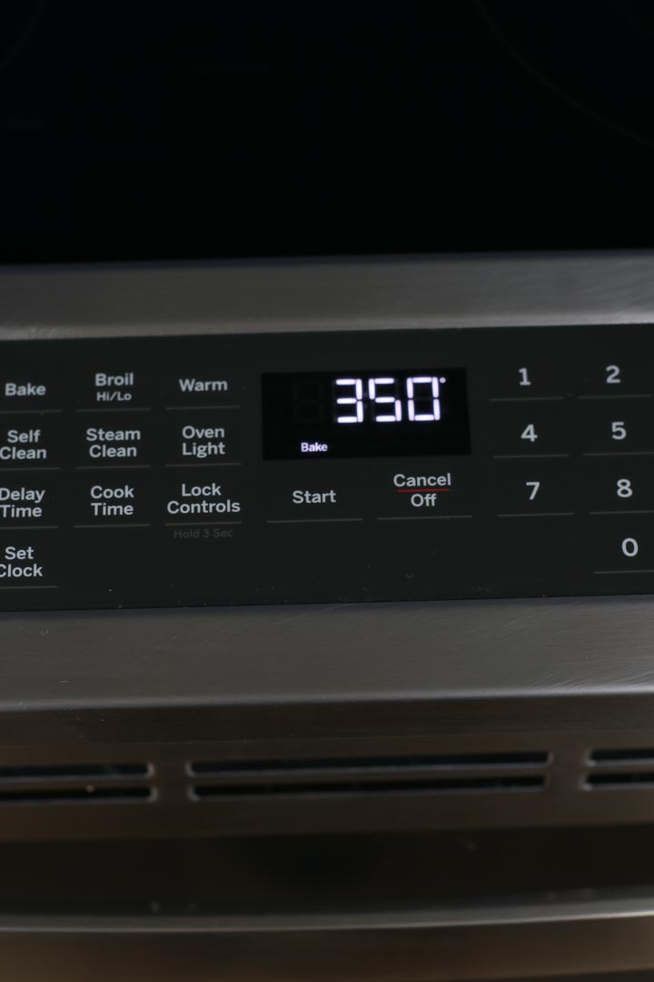 Oven set to 350 degrees f