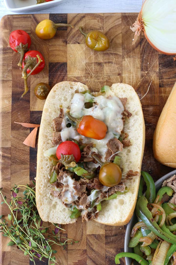 Philly cheese steak with cherry peppers