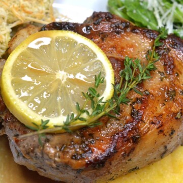 Pan Fried Veal Chops in white wine sauce